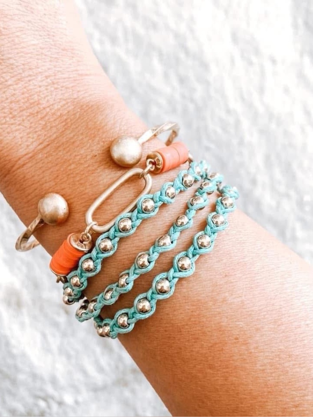 NEW Layered Turquoise & Gold April Bracelet Plunder - Picture 6 of 8